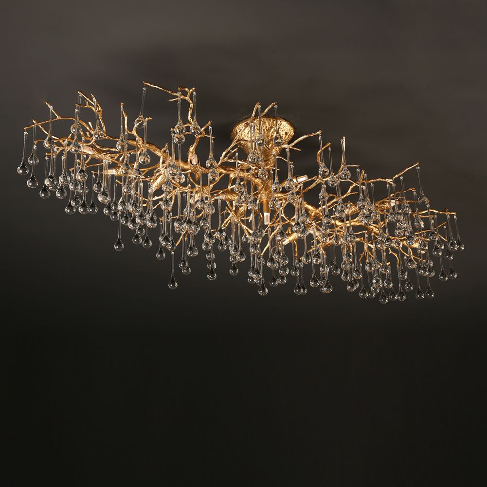 Modern Branch Clear Crystal Dew Drop Ceiling Light