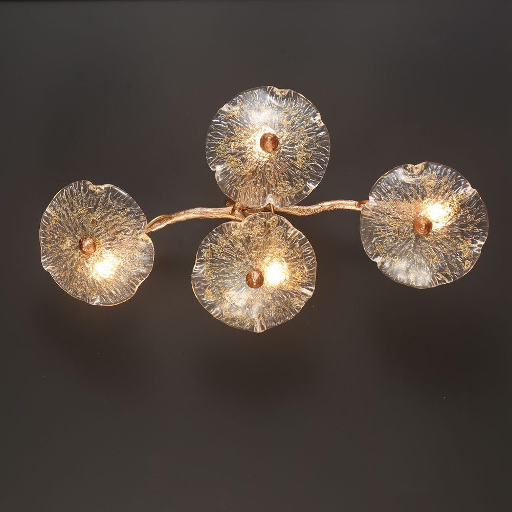 Modern Branch Brass 4 Lotus Leaves Wall Sconce