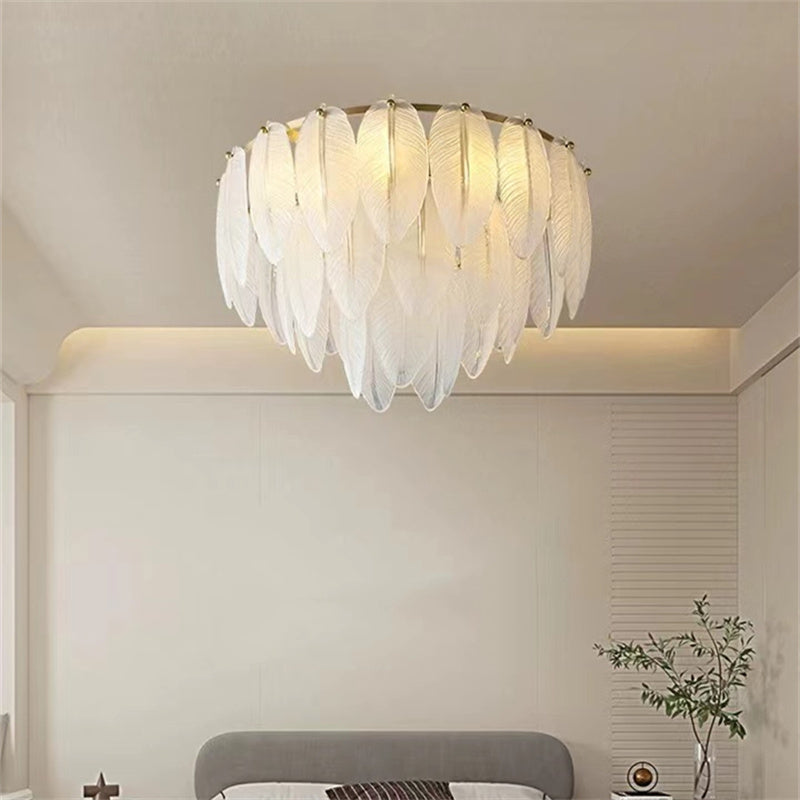 Geldart white Feather Ceiling Lamp, High-end Flush Mount Lights