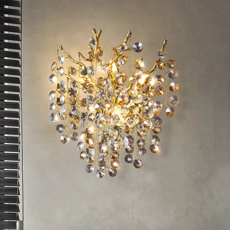 North Modern Crystal Gold Wall Sconces