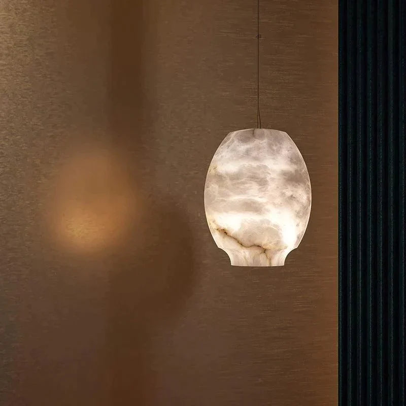 Lara Lantern Alabaster Lamp, Modern Marble Pendant Lamp