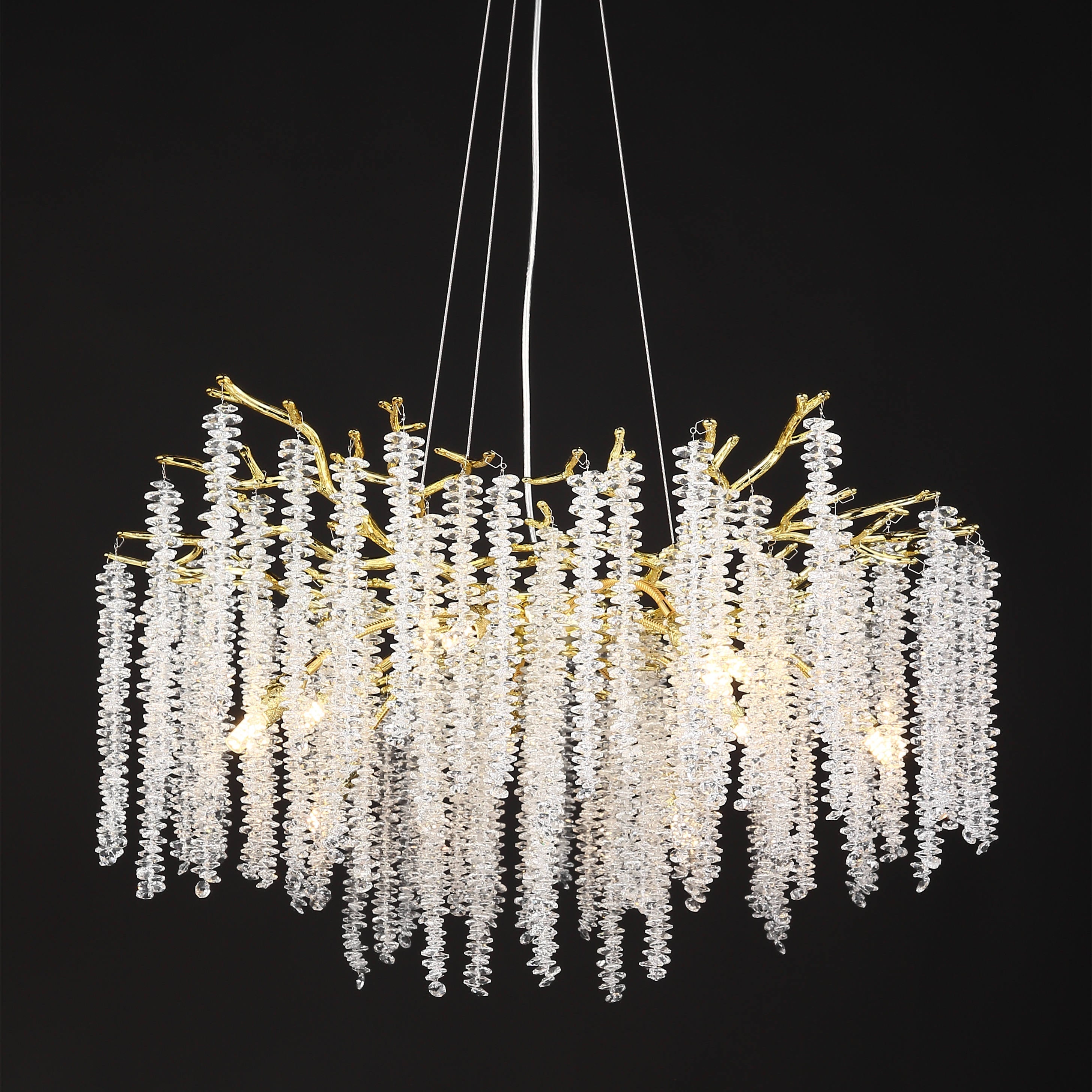 Neve Metal Lighting Living Room Branch Chandelier Glass Lamp