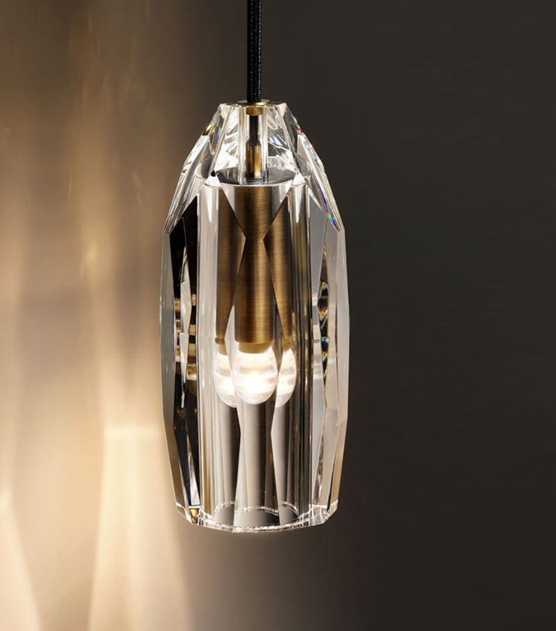 Modern Faceted Crystal Pendant Wall Sconce