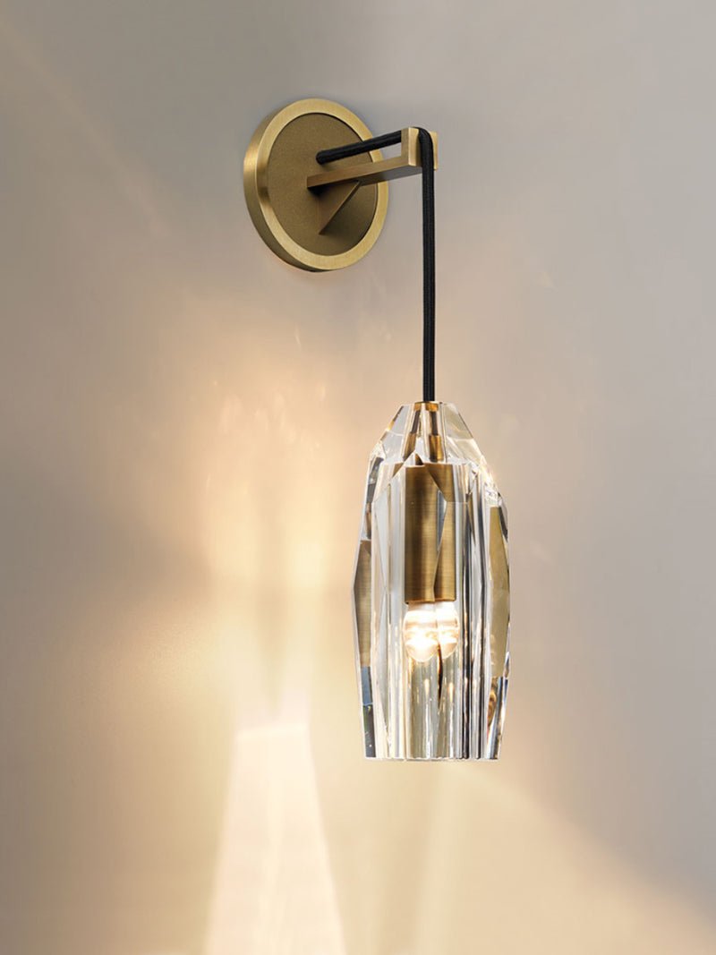 Modern Faceted Crystal Pendant Wall Sconce
