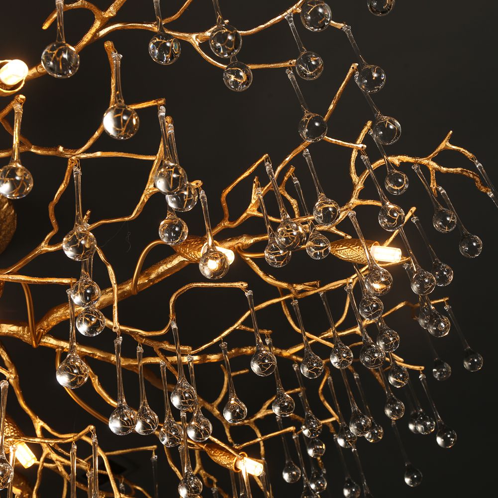 Modern Branch Clear Crystal Dew Drop Ceiling Light